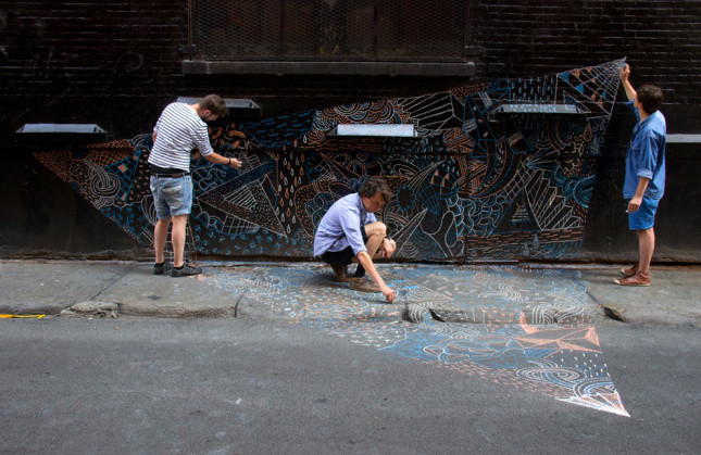 CHINATOWN 2012, Manhattan, NYC, chalk, 4x4x4m, KLUB7