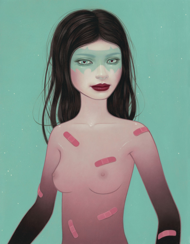 Tara McPherson_An Interruption Of Blood_Image size 45x35cm (18” x 14”) framed size 57x47cm (22”x18,5”)_oil on linen_dorothy circus gallery